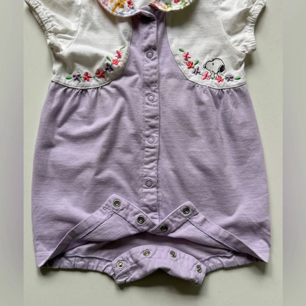 Peanuts Girls Snoopy Embroidered Romper - Size 18M - Picture 8 of 12